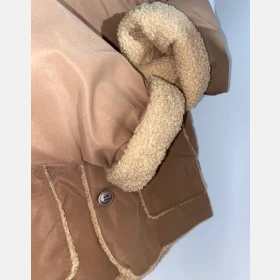 جاكيت مبطن خروف بني مع طاقية