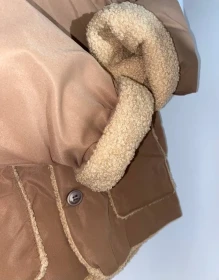 جاكيت مبطن خروف بني مع طاقية